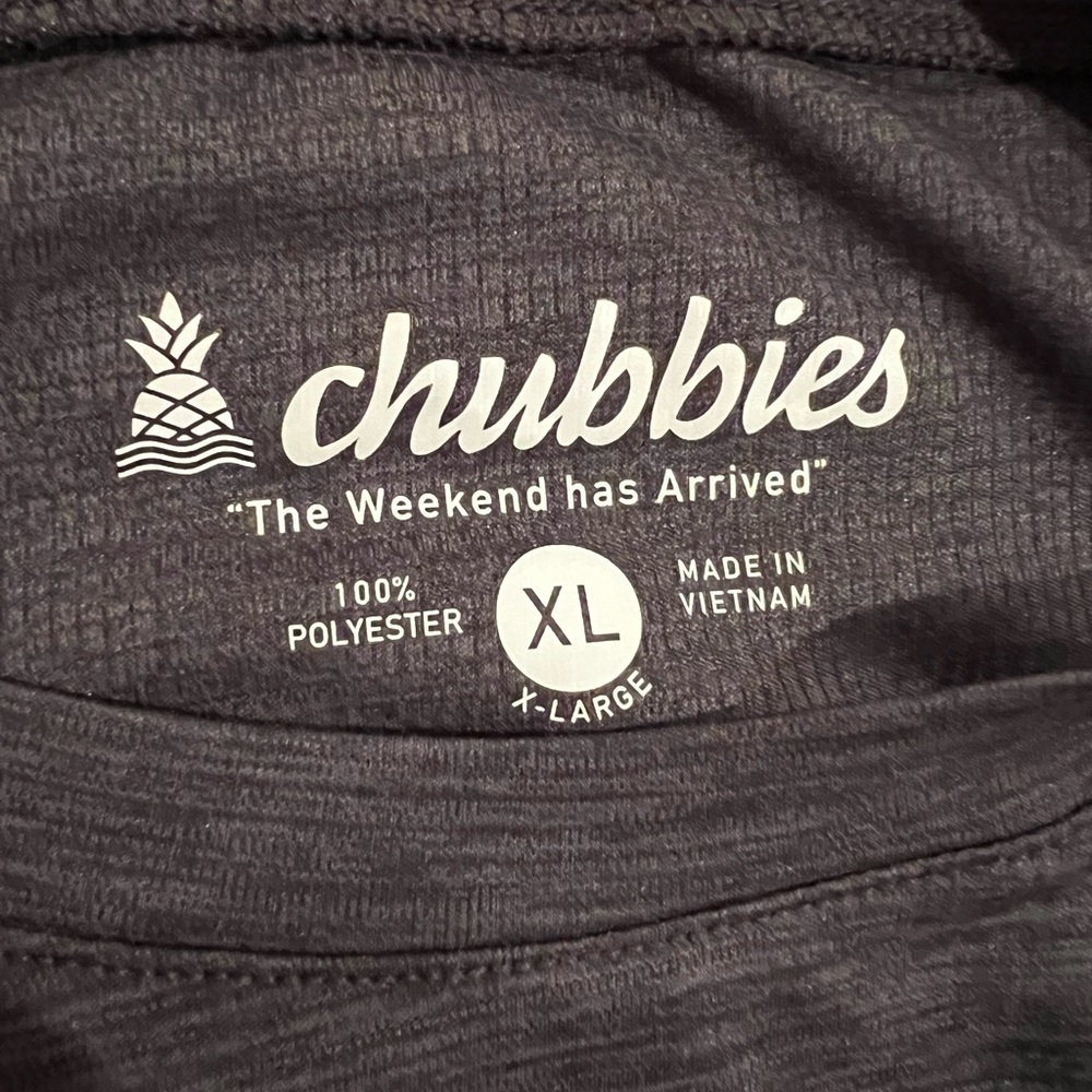 Chubbies Men's charcoal gray polyester crewneck  T-Shirt, size XL, EUC, summer - Picture 6 of 7